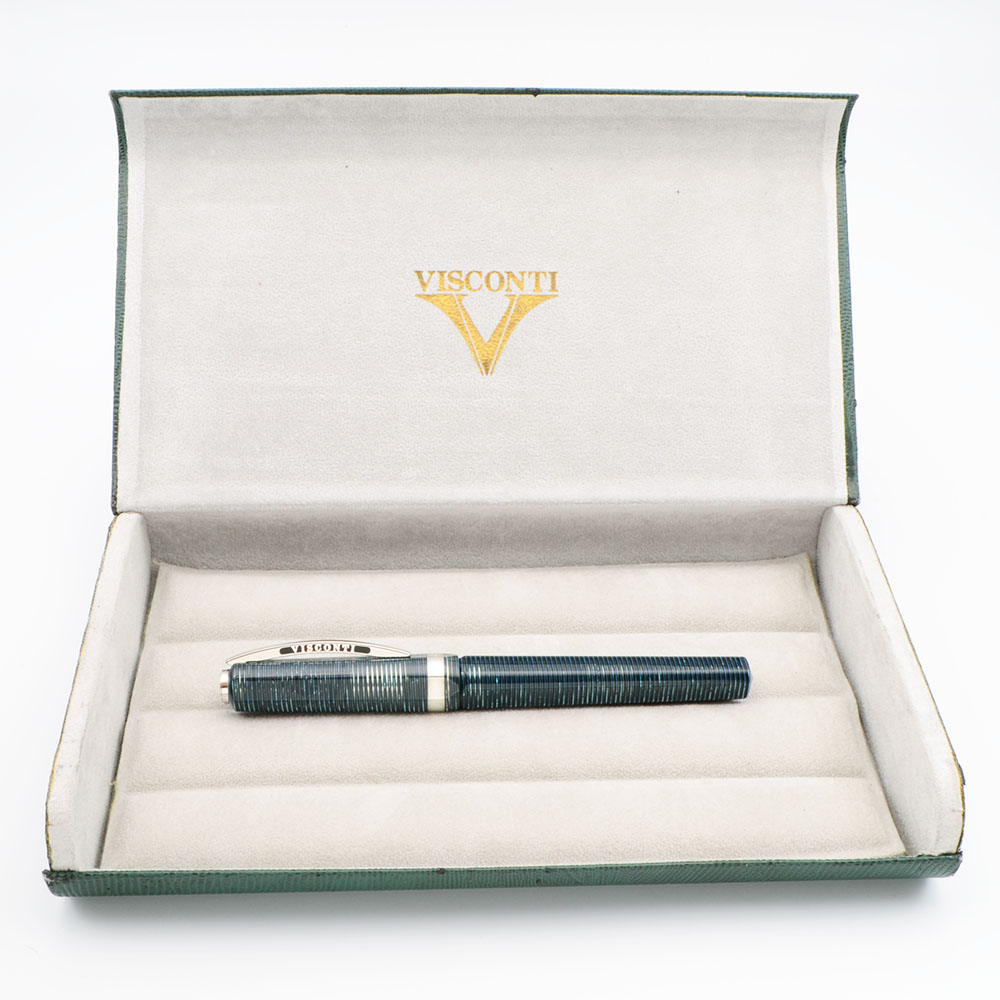 Visconti Wall Street Fountain Pen (2009) - Blue Pearl Celluloid w ...